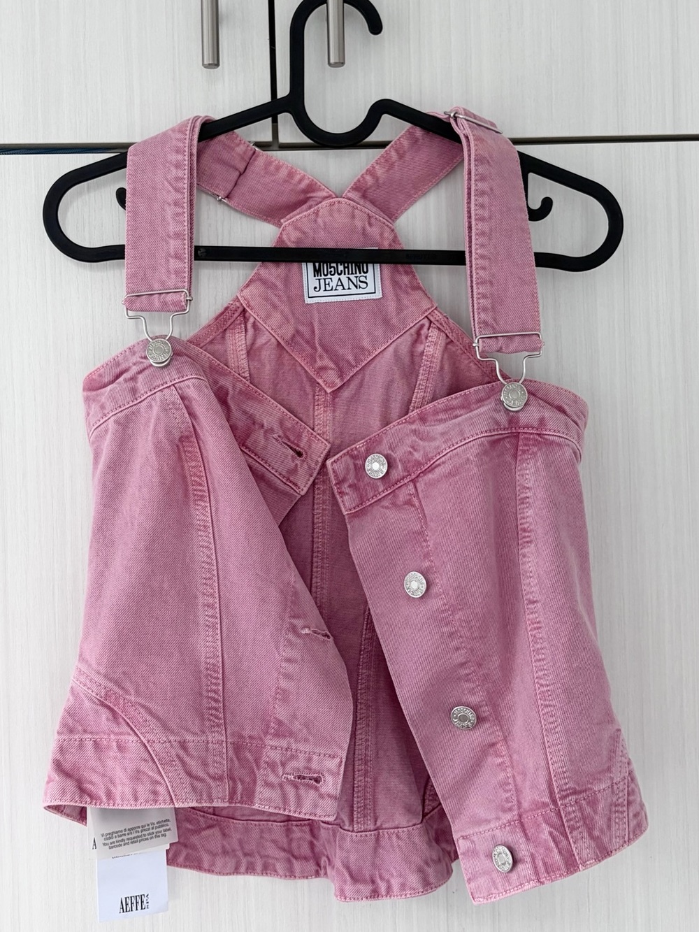 Moschino Pink Denim Cotton Overalls Corset Top